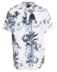 Chemise à manches courtes imprimée blanc et bleu marine OSKLEN