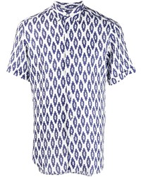 Chemise à manches courtes imprimée blanc et bleu marine PENINSULA SWIMWEA
