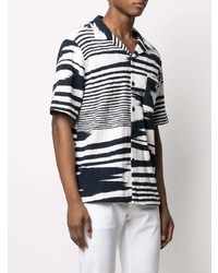 Chemise à manches courtes imprimée blanc et bleu marine Missoni