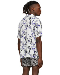 Chemise à manches courtes imprimée blanc et bleu marine Ksubi