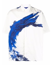 Chemise à manches courtes imprimée blanc et bleu marine Études