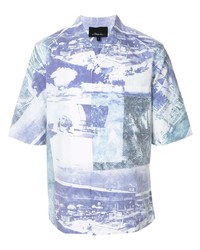 Chemise à manches courtes imprimée blanc et bleu 3.1 Phillip Lim