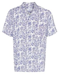 Chemise à manches courtes imprimée blanc et bleu arrels