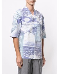 Chemise à manches courtes imprimée blanc et bleu 3.1 Phillip Lim