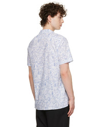 Chemise à manches courtes imprimée blanc et bleu Ps By Paul Smith
