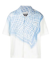 Chemise à manches courtes imprimée blanc et bleu Jacquemus