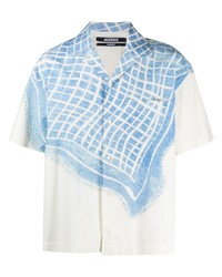 Chemise à manches courtes imprimée blanc et bleu Jacquemus