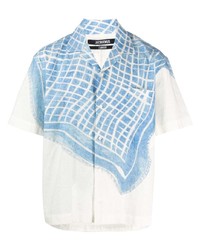 Chemise à manches courtes imprimée blanc et bleu Jacquemus