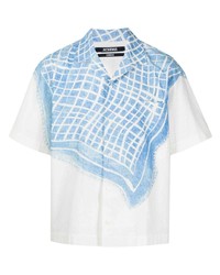 Chemise à manches courtes imprimée blanc et bleu Jacquemus