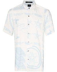 Chemise à manches courtes imprimée blanc et bleu Ksubi