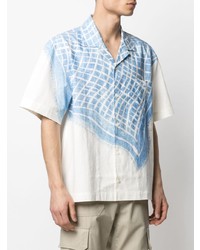 Chemise à manches courtes imprimée blanc et bleu Jacquemus