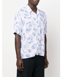 Chemise à manches courtes imprimée blanc et bleu Orian