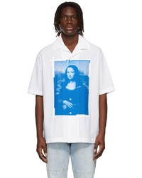 Chemise à manches courtes imprimée blanc et bleu Off-White