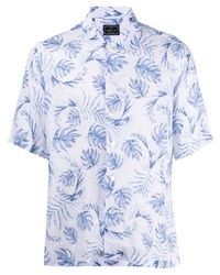Chemise à manches courtes imprimée blanc et bleu Orian