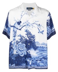 Chemise à manches courtes imprimée blanc et bleu Polo Ralph Lauren