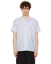 Chemise à manches courtes imprimée blanc et bleu Ps By Paul Smith