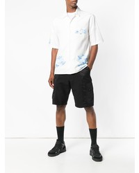 Chemise à manches courtes imprimée blanc et bleu Ami Paris