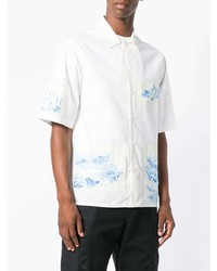 Chemise à manches courtes imprimée blanc et bleu Ami Paris