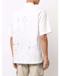 Chemise à manches courtes imprimée blanc et bleu Iceberg