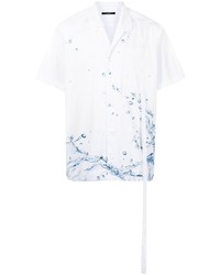 Chemise à manches courtes imprimée blanc et bleu Stampd