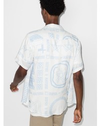 Chemise à manches courtes imprimée blanc et bleu Ksubi