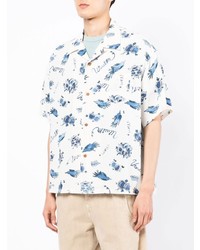 Chemise à manches courtes imprimée blanc et bleu VISVIM