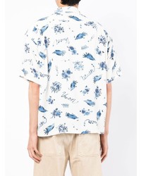 Chemise à manches courtes imprimée blanc et bleu VISVIM