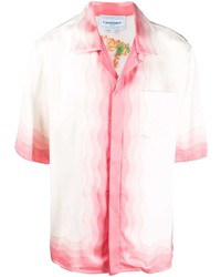 Chemise à manches courtes imprimée blanc et rose Casablanca