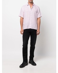 Chemise à manches courtes imprimée blanc et rose BOSS