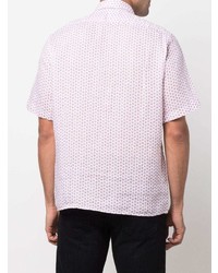 Chemise à manches courtes imprimée blanc et rose BOSS