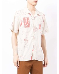 Chemise à manches courtes imprimée blanc et rouge PS Paul Smith