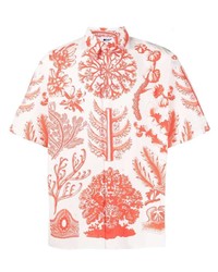 Chemise à manches courtes imprimée blanc et rouge MSGM