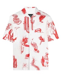 Chemise à manches courtes imprimée blanc et rouge Neil Barrett