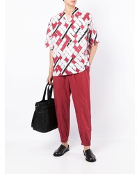 Chemise à manches courtes imprimée blanc et rouge 3.1 Phillip Lim