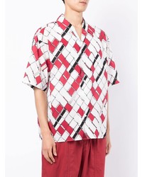 Chemise à manches courtes imprimée blanc et rouge 3.1 Phillip Lim