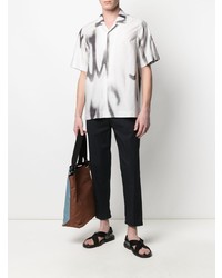 Chemise à manches courtes imprimée blanche et noire Paul Smith