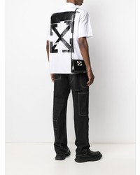 Chemise à manches courtes imprimée blanche et noire Off-White