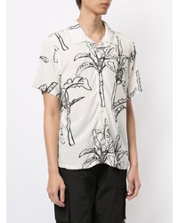 Chemise à manches courtes imprimée blanche et noire Stussy