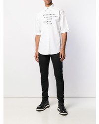 Chemise à manches courtes imprimée blanche et noire DSQUARED2