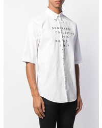 Chemise à manches courtes imprimée blanche et noire DSQUARED2