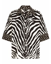 Chemise à manches courtes imprimée blanche et noire Dolce & Gabbana