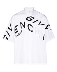 Chemise à manches courtes imprimée blanche et noire Givenchy