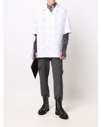 Chemise à manches courtes imprimée blanche et noire Off-White