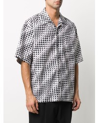 Chemise à manches courtes imprimée blanche et noire Marni