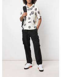 Chemise à manches courtes imprimée blanche et noire Stussy