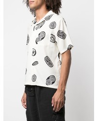 Chemise à manches courtes imprimée blanche et noire Stussy