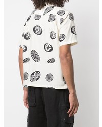 Chemise à manches courtes imprimée blanche et noire Stussy