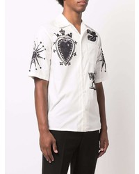 Chemise à manches courtes imprimée blanche et noire Alexander McQueen