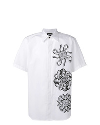 Chemise à manches courtes imprimée blanche et noire Just Cavalli