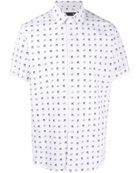 Chemise à manches courtes imprimée blanche et noire Karl Lagerfeld